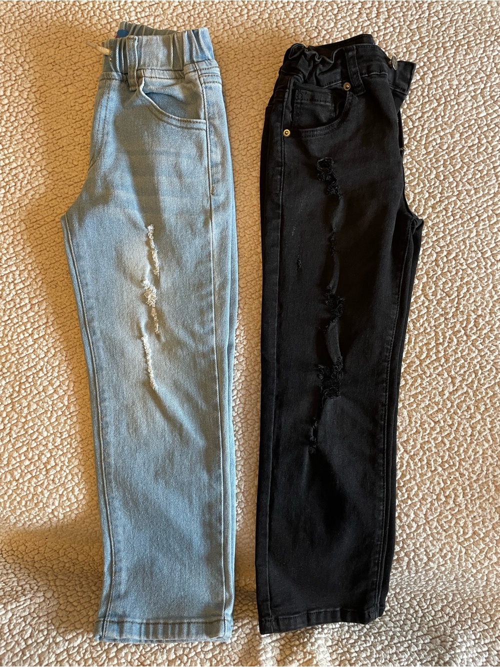 Kids size 6 denims. Black and Light Blue